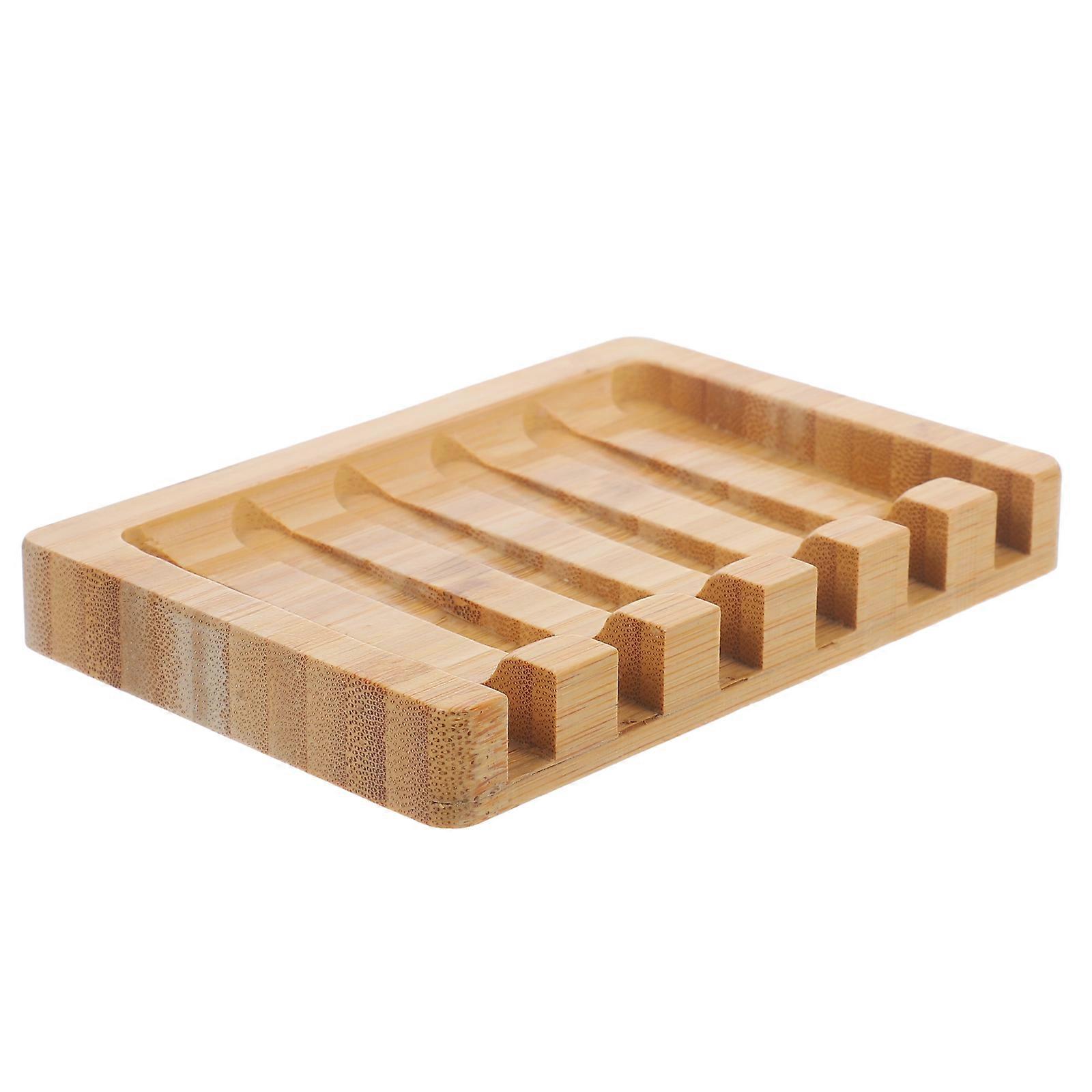 Khaki Bamboo Soap Dish for Storage 2Pcs Bar Soap Holder for Shower