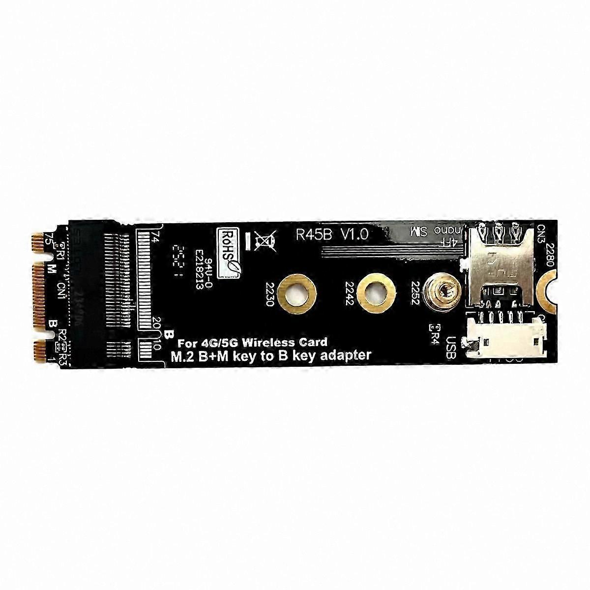 Adapter for M.2 2280 B & M-Key to B-Key Supporting NanoSIM, Compatible with 3G/4G/5G Modem Cards and LTE Modules 3042 3052 Wireless Cards