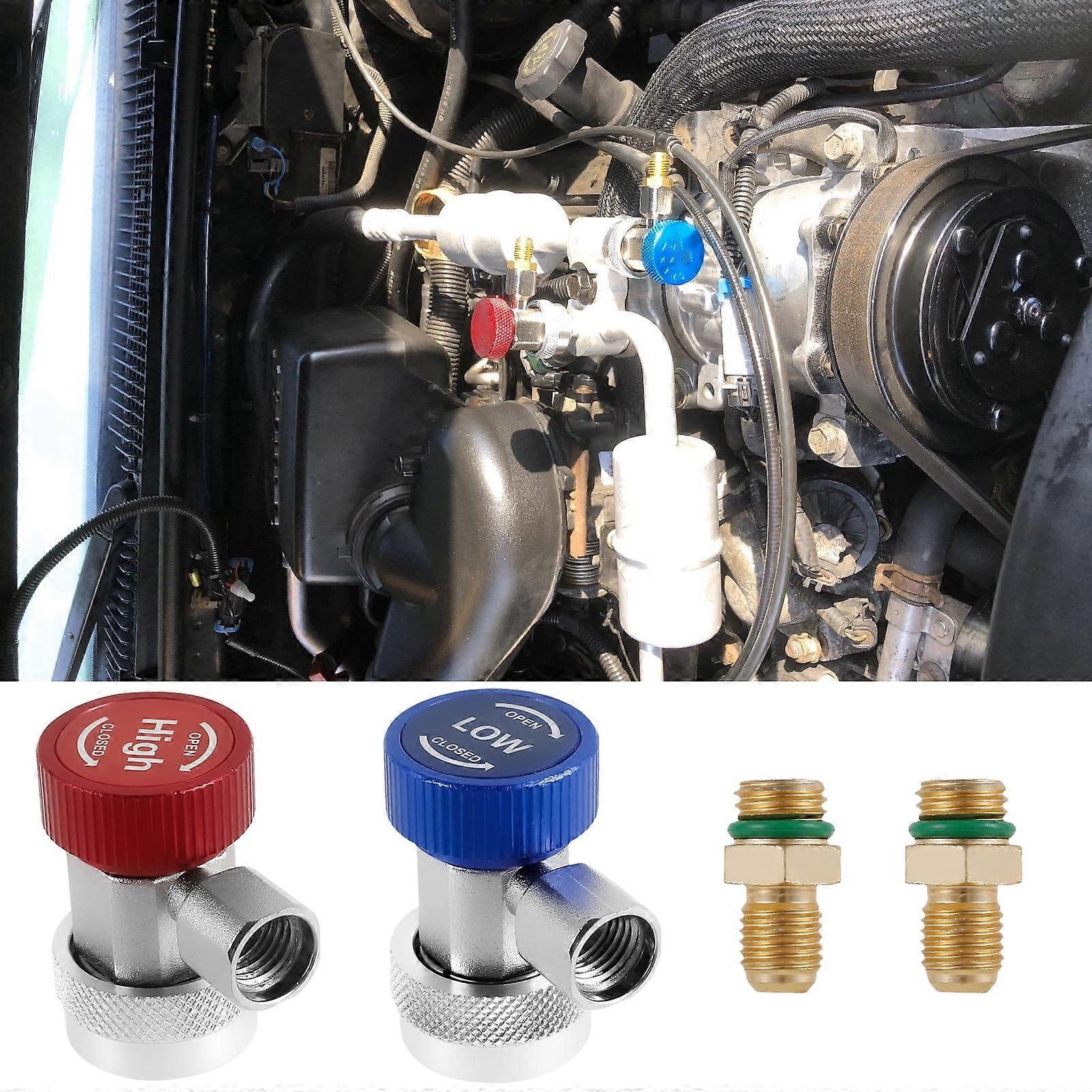 AC Quick Coupler Adapter Copper HP & LP Leakproof Fitting, Compatible with Car AC Systems