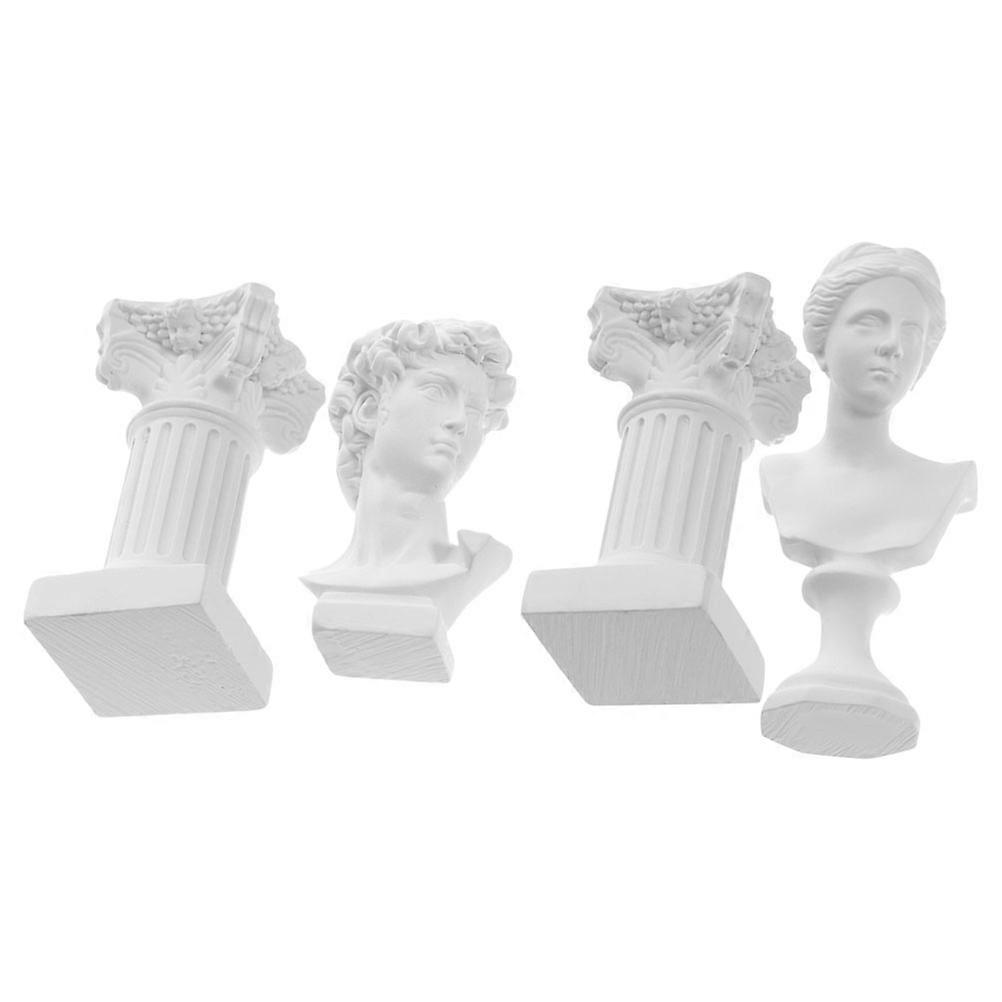 White Resin Roman Column Sculpture Statue for Desktop Decoration 5Sets David