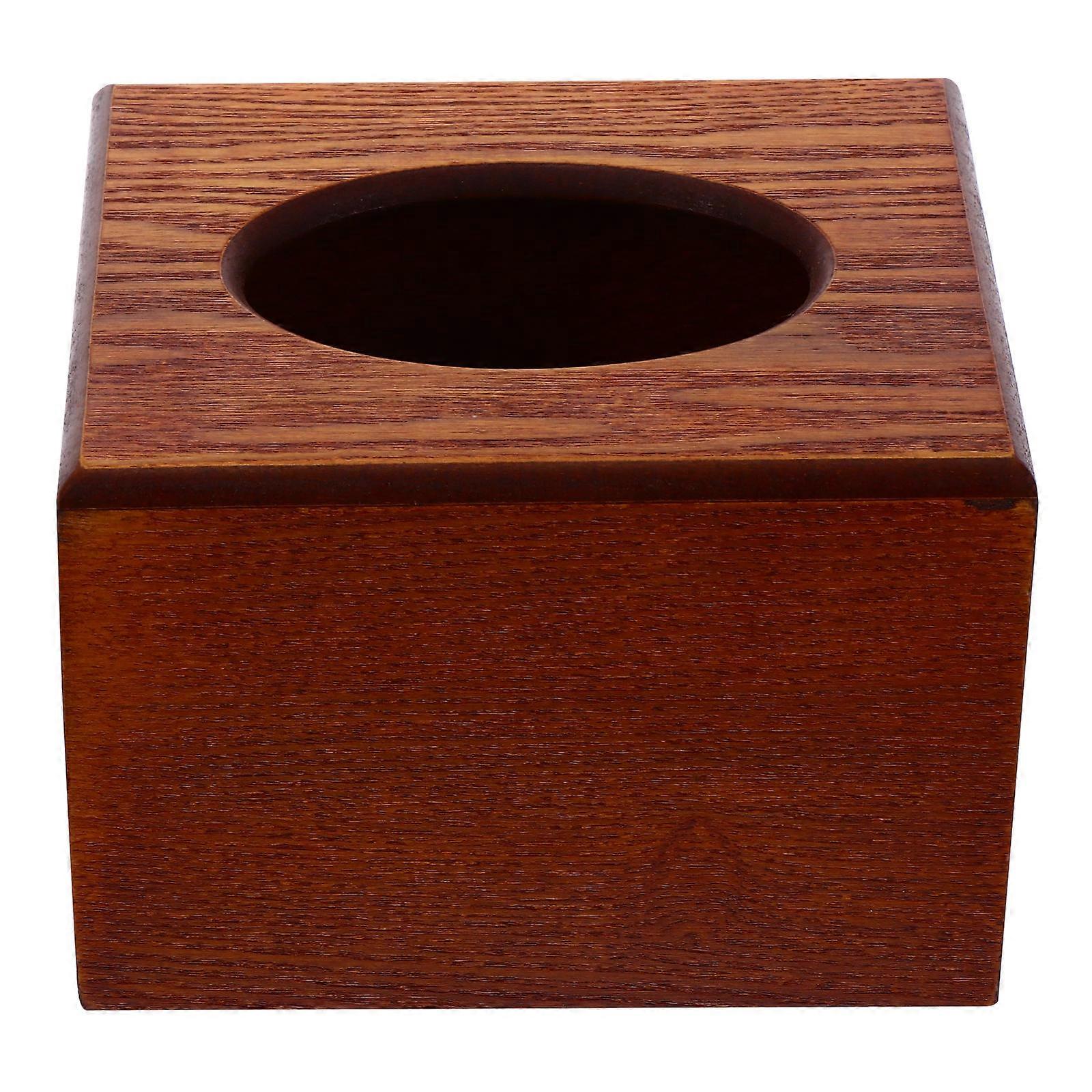 Storage Box Wooden Tissue Holder for Desktop Use 2Pcs Brown Finish