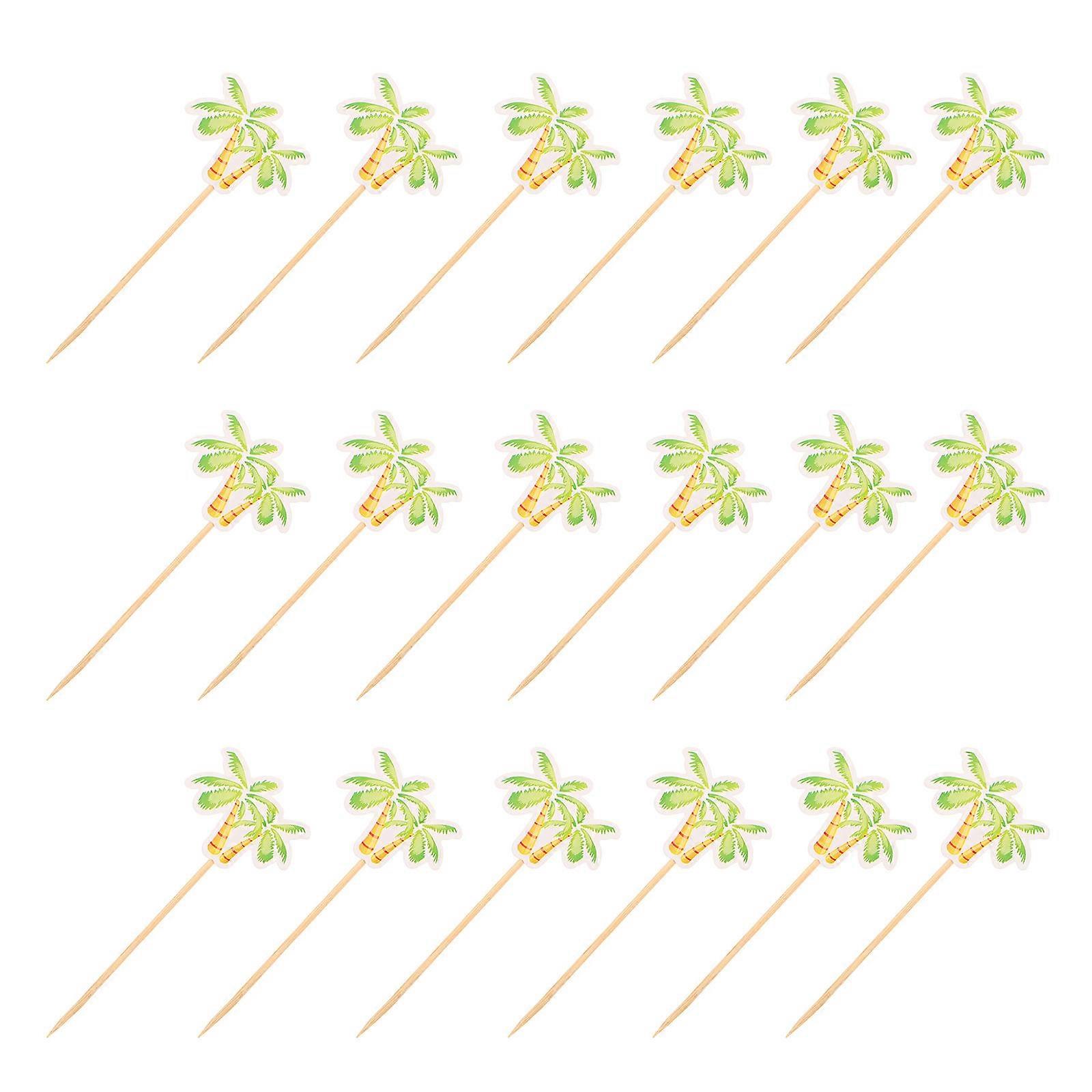 Green Coconut Tree Bamboo Fruit Picks for Holiday Appetizers 60Pcs