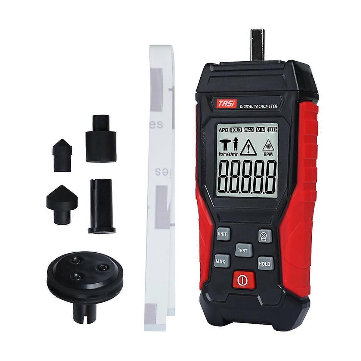 2-in-1 Digital Tachometer, Handheld Contact 3-19999RPM & Non-Contact 3-99999RPM Meter with 4 Probes