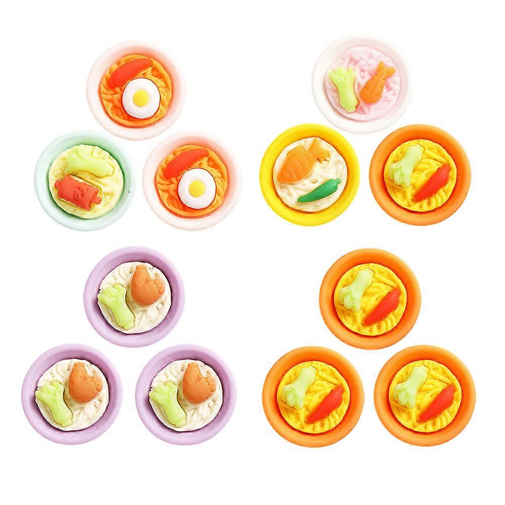 Miniature Display Bowl Noodles for Decoration 20Pcs Mixed Style Resin Model