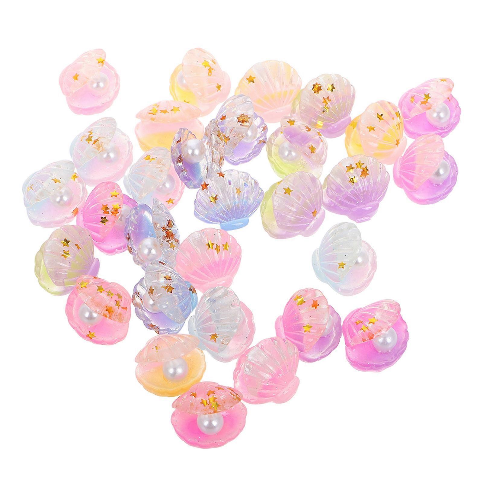 Seashell Beads Resin Charms for Craft DIY 120Pcs Glitter 3D Flatback Charms