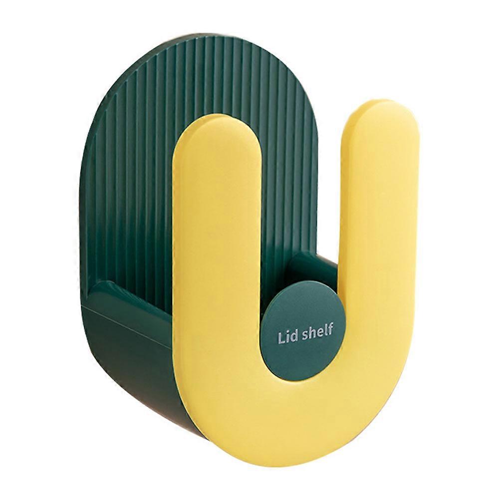 Yellow Green Pan Lid Rack Wall Mounted for Kitchen 2Pcs Organizer