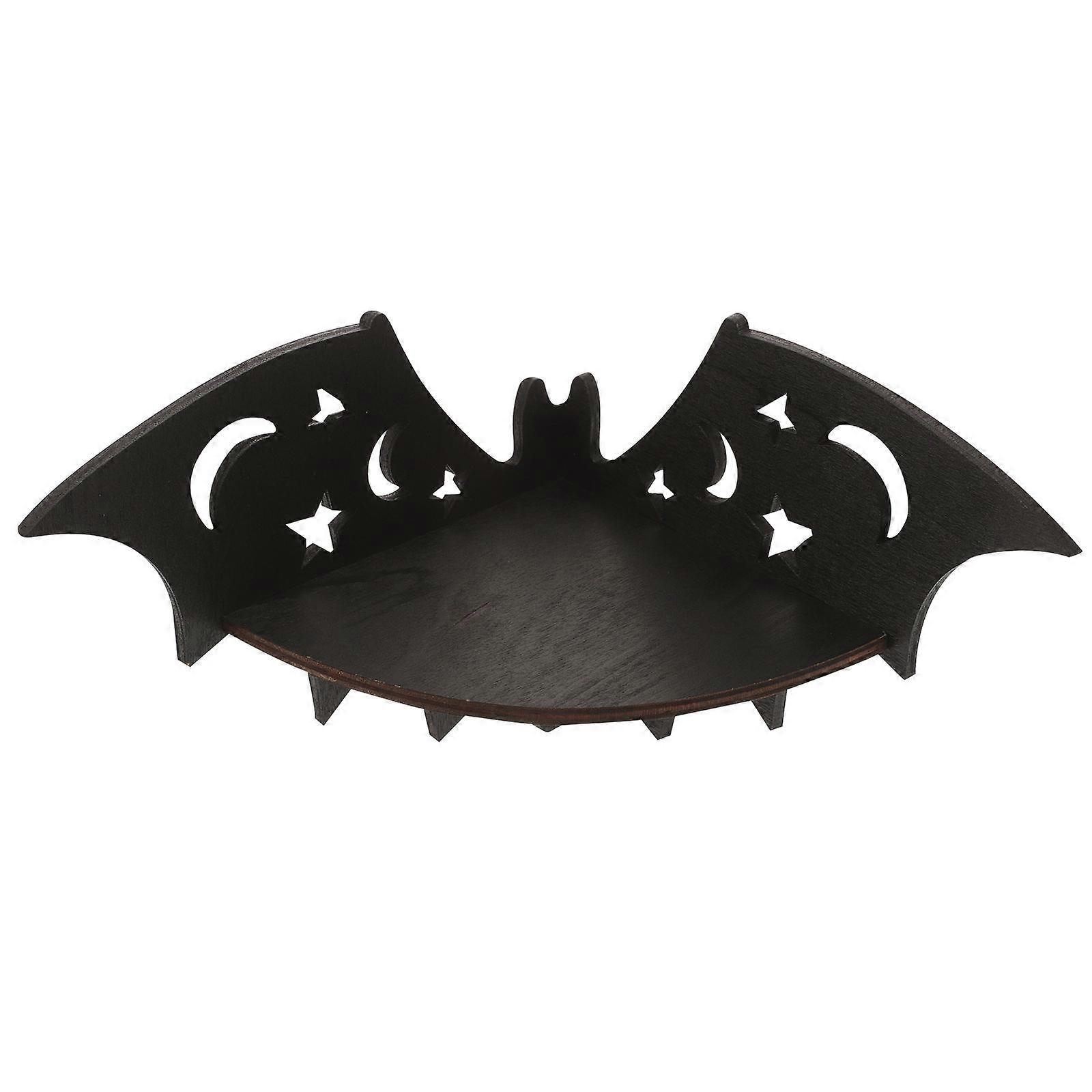 Wooden Bat Corner Shelf Black Floating Shelf for Storage 4Pcs