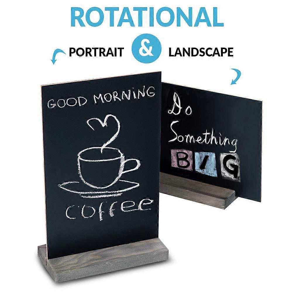 Black Chalkboard Memo Boards for Display 4Pcs Wooden Double-Sided Signs