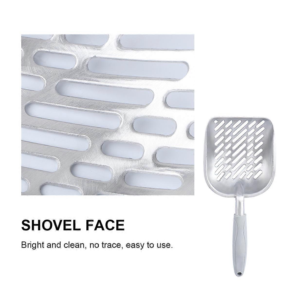 Pet Litter Scoop Corner-Friendly Grey for Cleaning Use Durable Rust-Resistant Metal