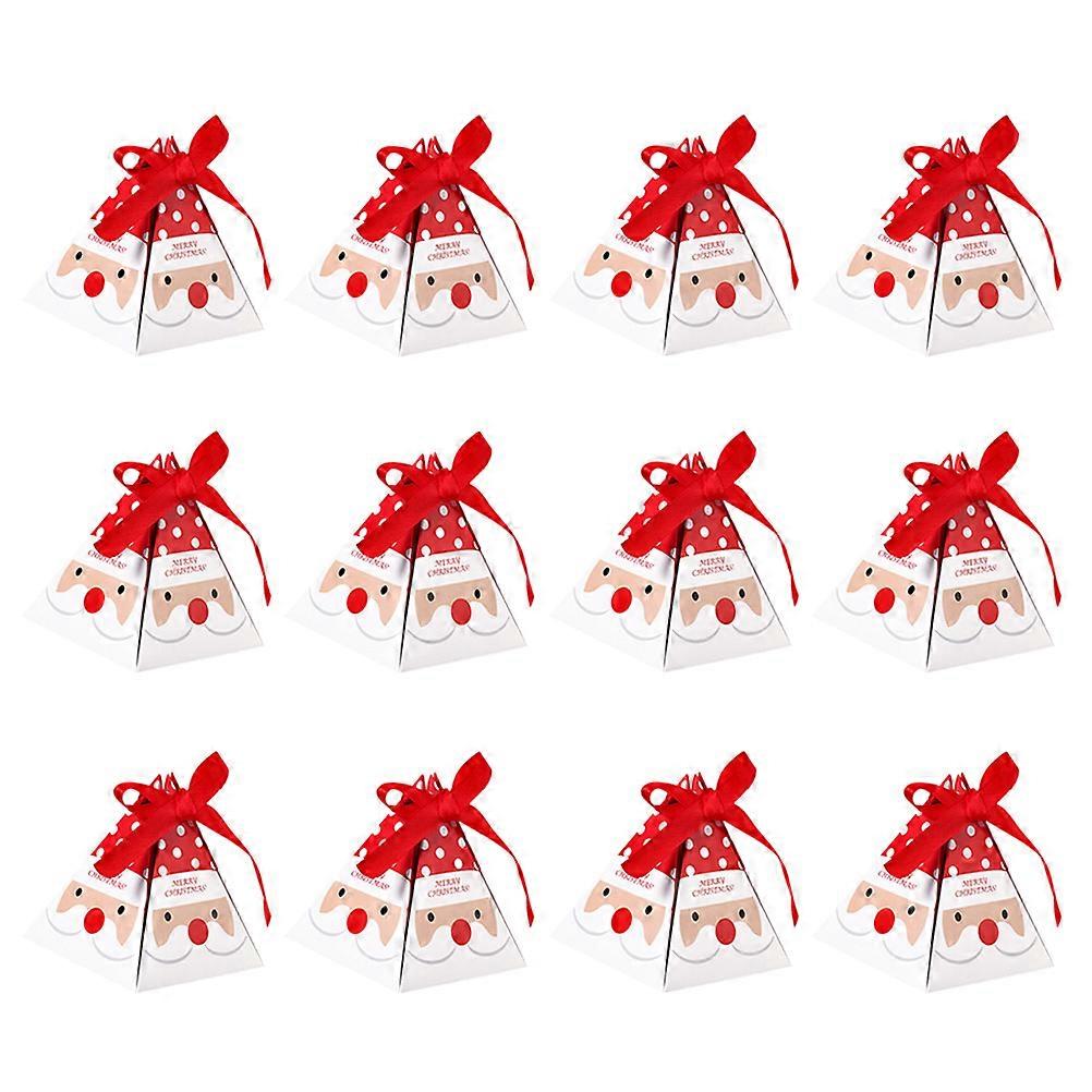 Christmas Candy Packaging Box for Party Use 12Pcs Red Paper Gift Boxes