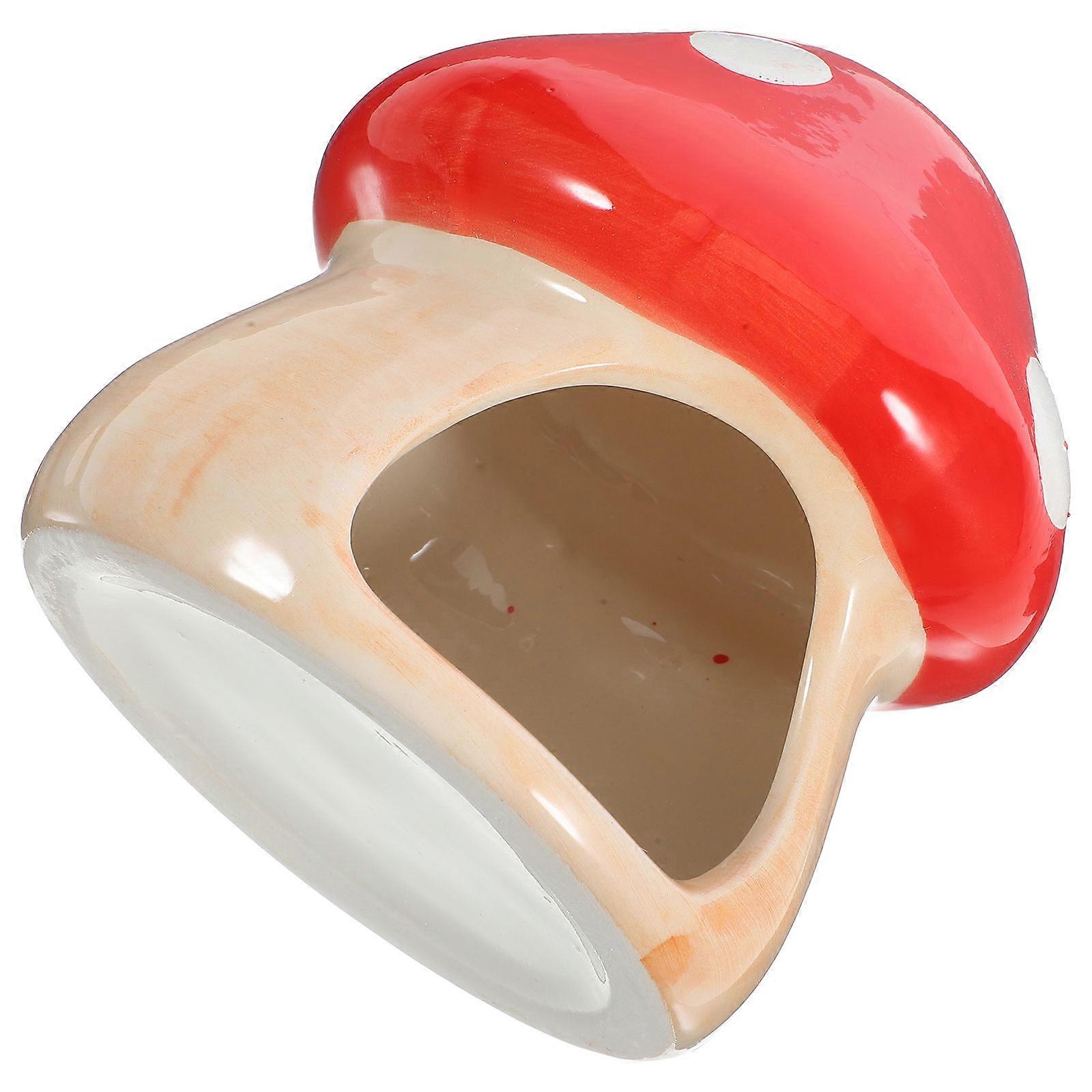 Ceramic Cooling Hamster Hideout for Small Pets 3Pcs Mushroom Sleeping Nest