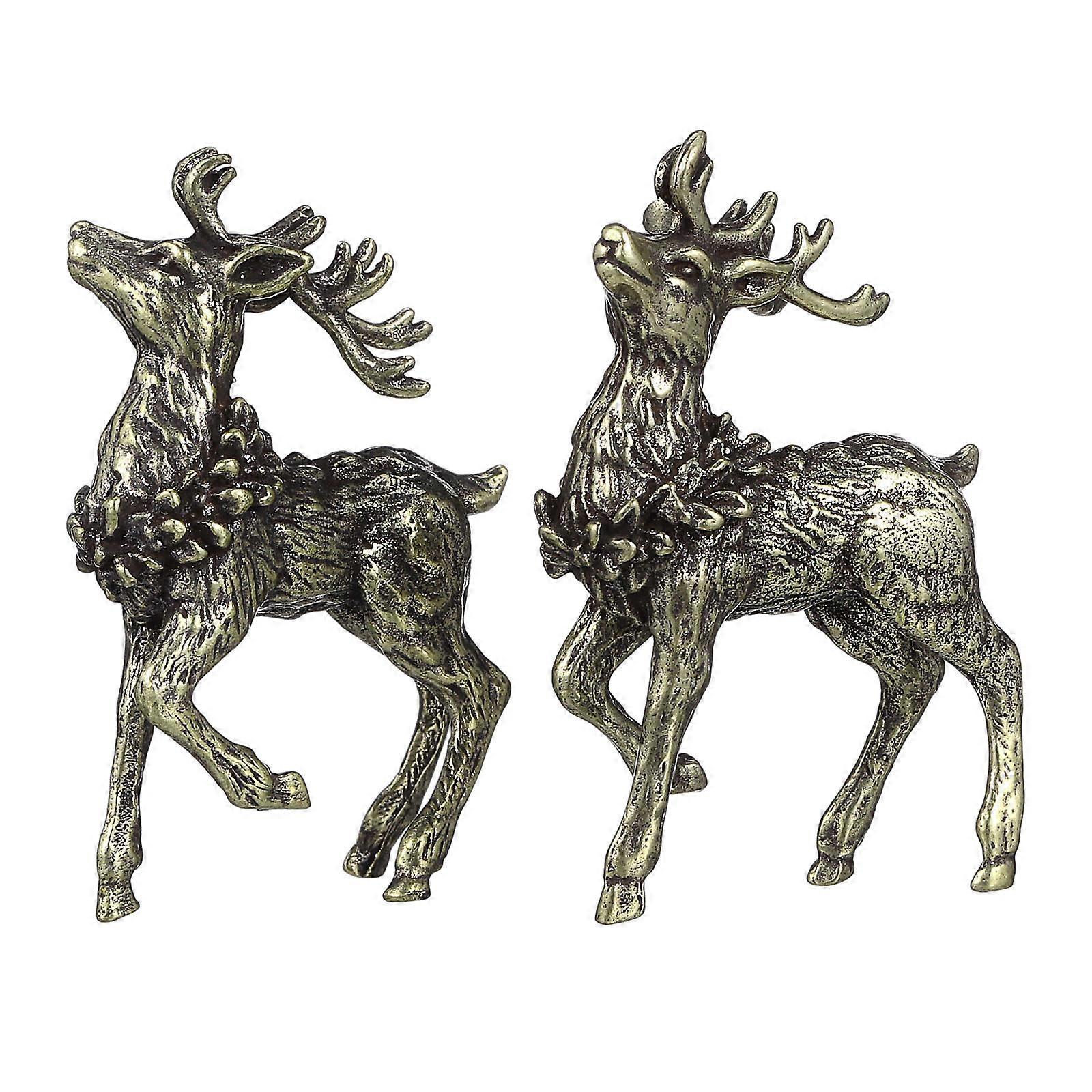 Brass Deer Desktop Adornment Solid Deer Decor for Decoration 10Pcs