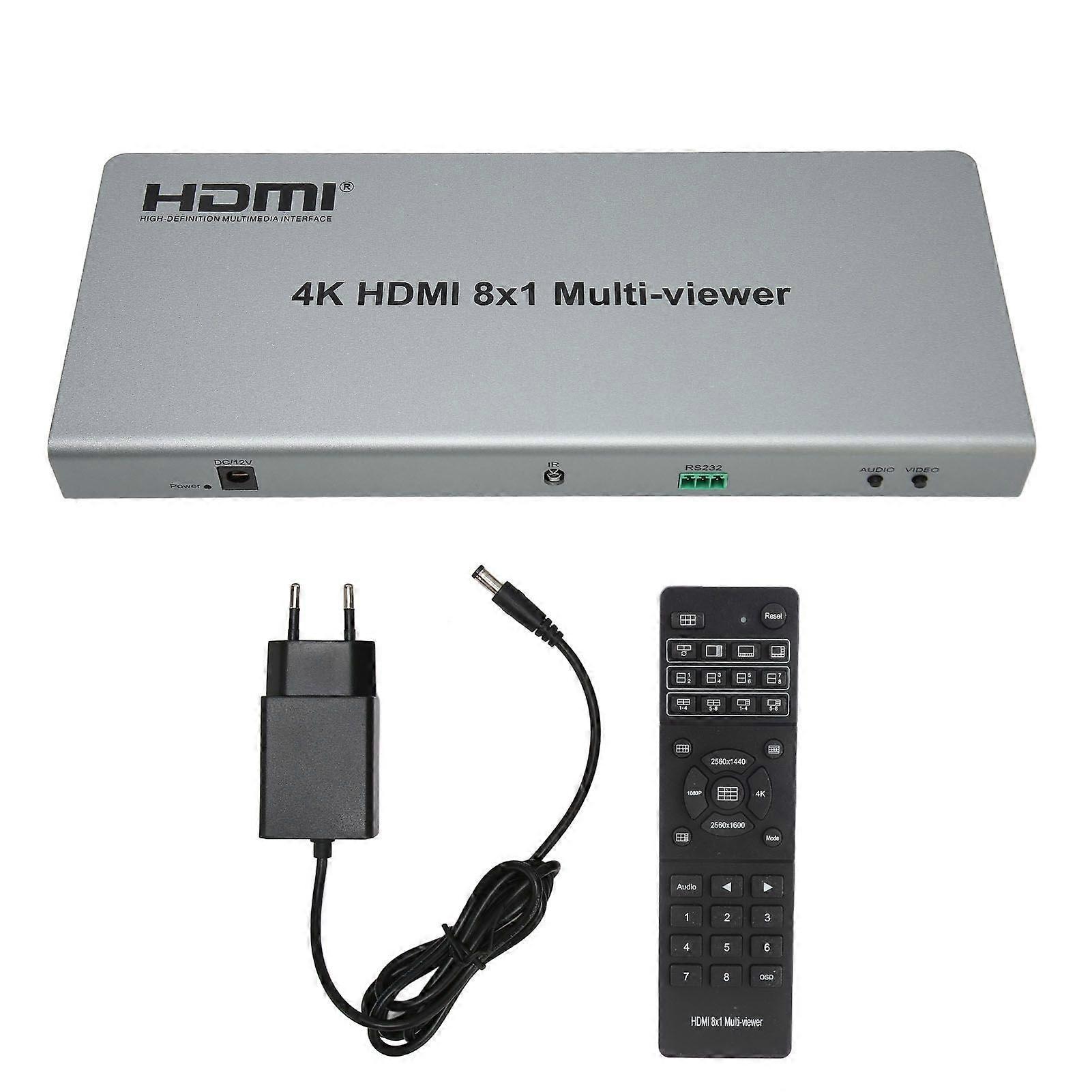 HD Multimedia Interface Multiviewer Switch 4K 8x1 HD Multimedia Interface Screen Splitter for Security Camera Game Consoles EU Plug