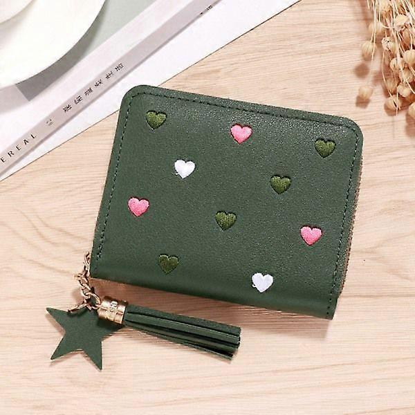 Small Women's Wallet Mini Tassel Wallet Green