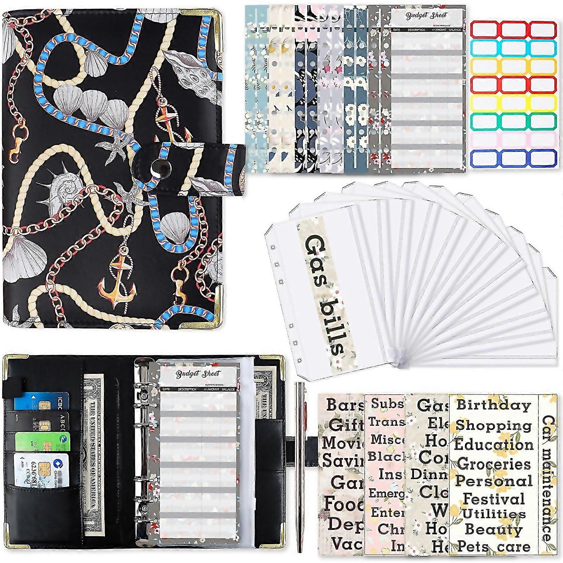 For A6 Pu Leather Color Printing Notebook Zipper Bag Looseleaf Budget Binder