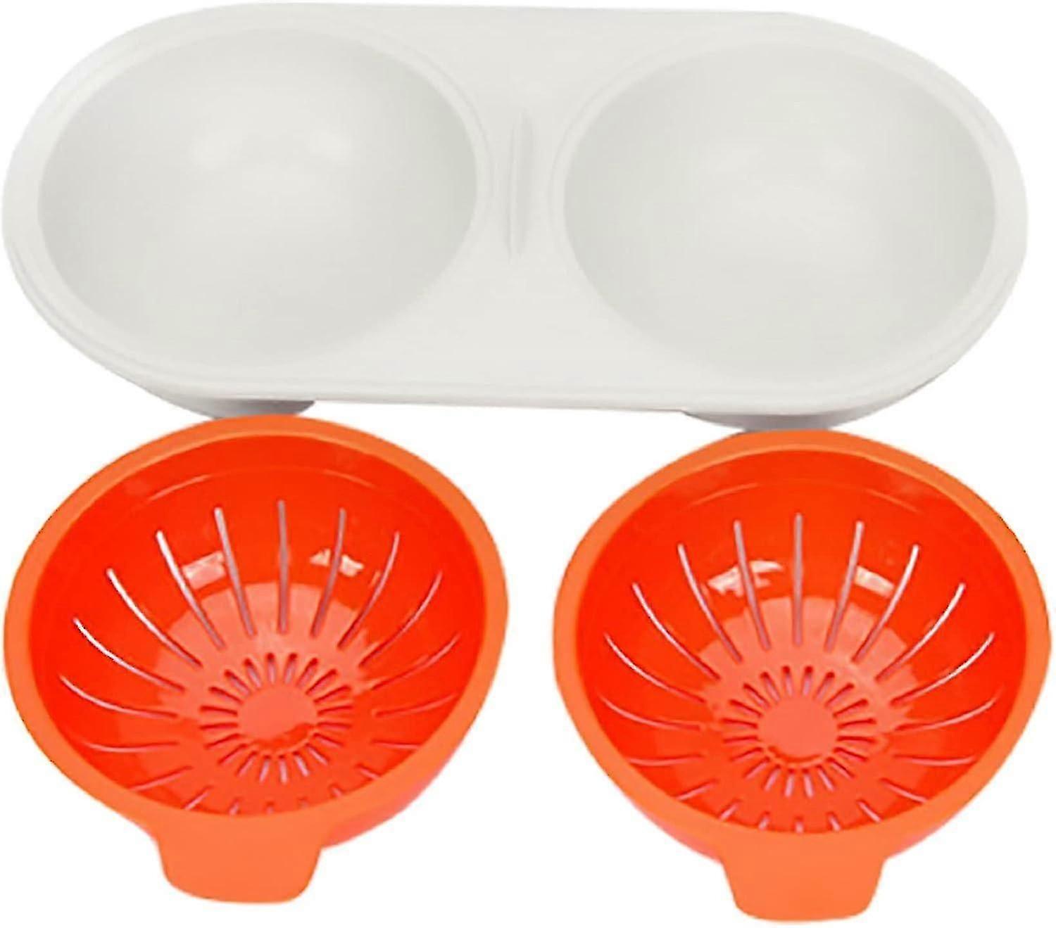 2 Pcs Microwave Egg Poacher Steamer Egg Double Layer Non-Stick Casserole