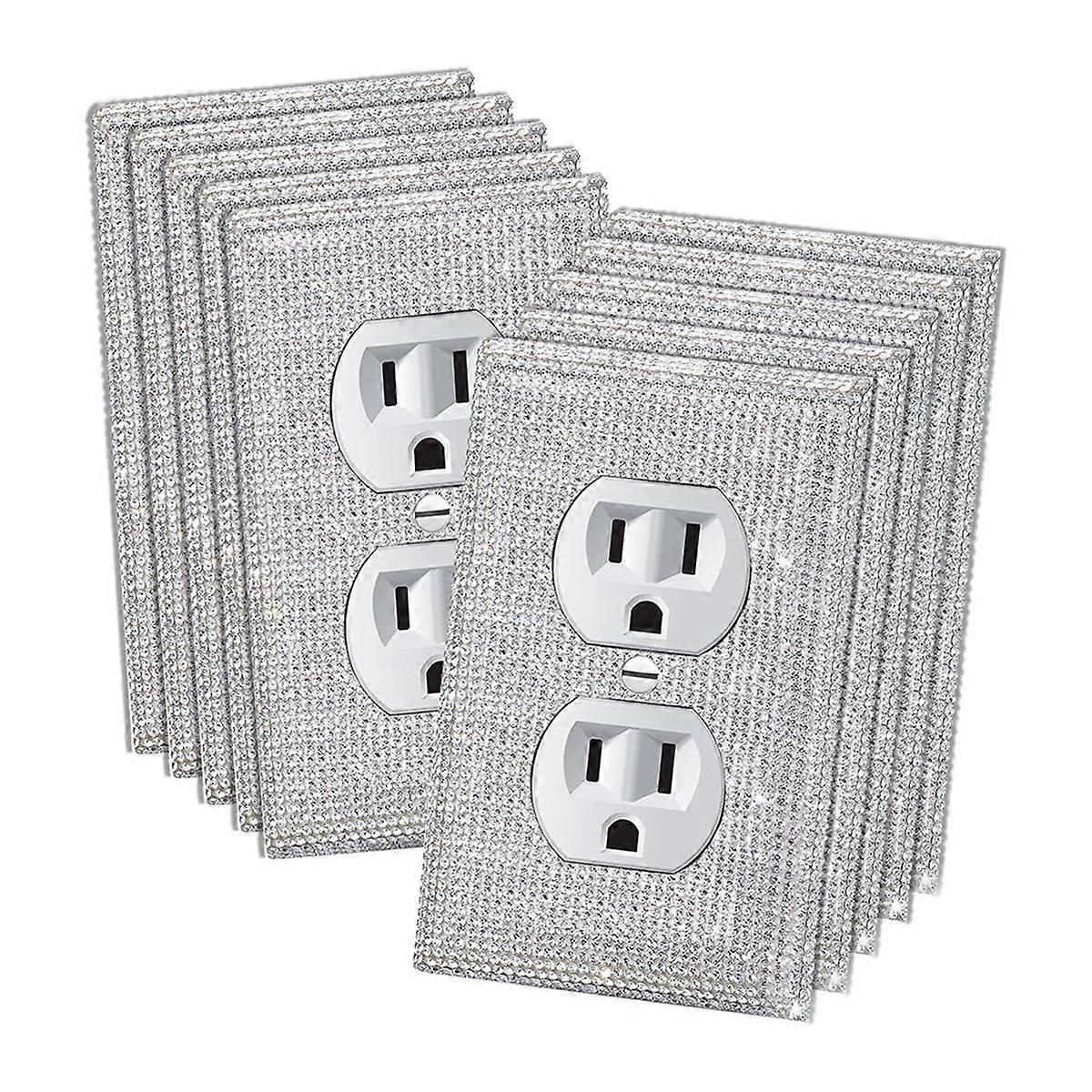 10 Pcs Light Switch Covers&Sockets,Bling Rhinestone Wall Plate Covers