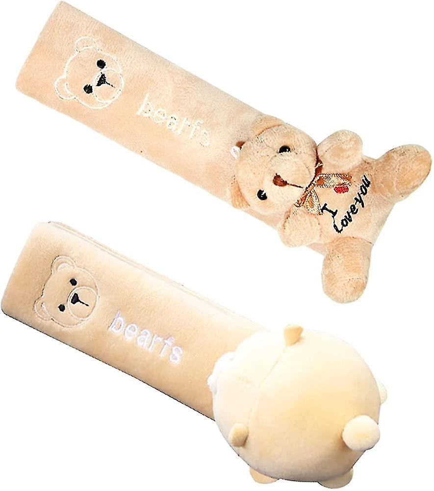 シートベルトパッド車、シートベルトカバー、コットンソフトカーシートベルトベルト(2個、ベージュ)