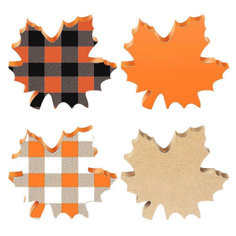 Wood Desk Decor Maple Leaf Decorative Table Decors for Thanksgiving 4Pcs