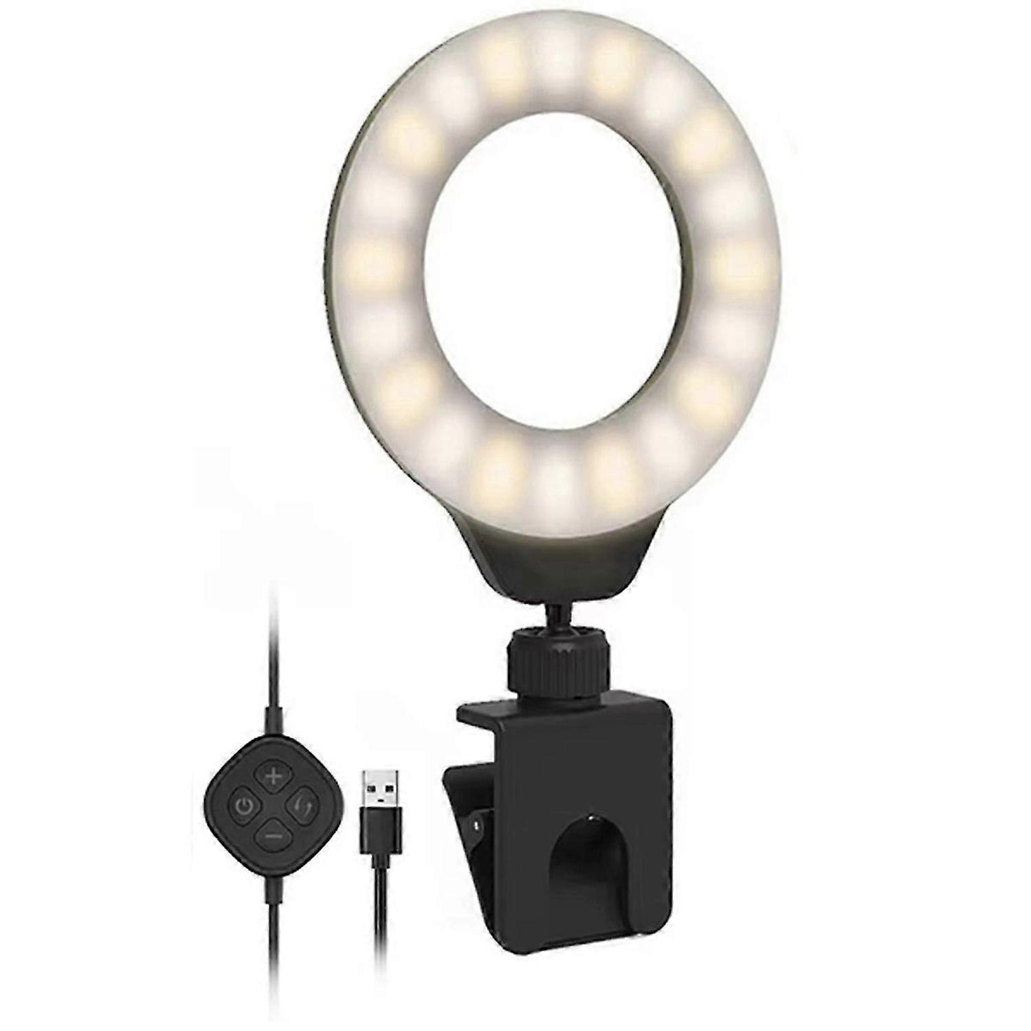 Adjustable LED Selfie Light Vedio Lamp with Clip on Laptop Computer for Live Streaming Self Broadcas