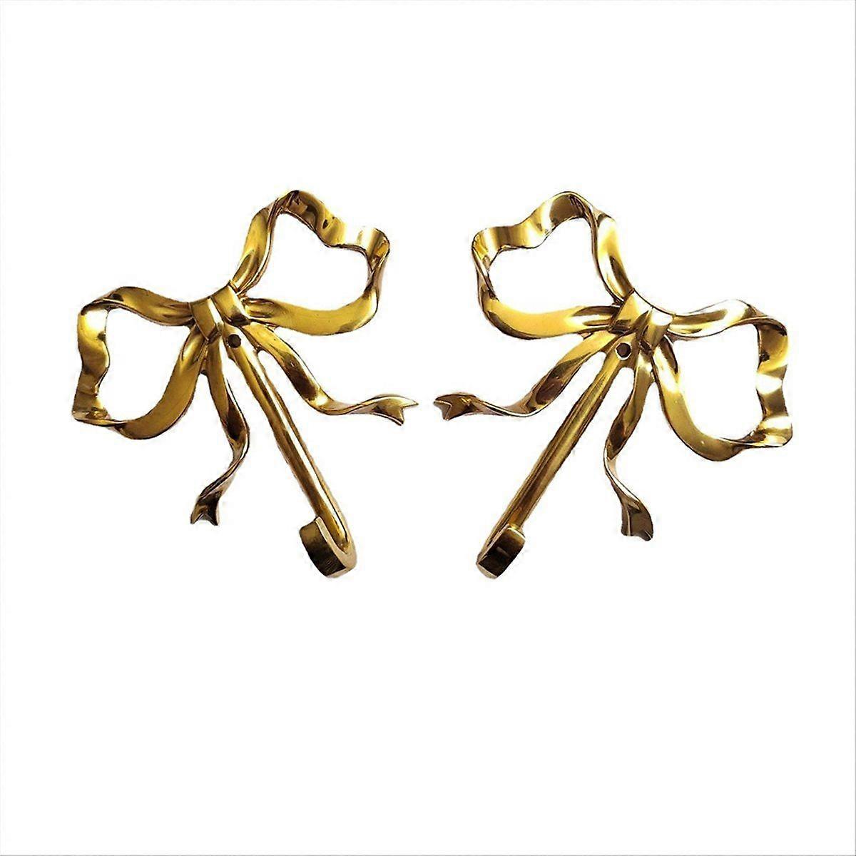 2 Pcs Bow Hook Towel Robe Hook, Brass Wall Hook Wall Hanging L