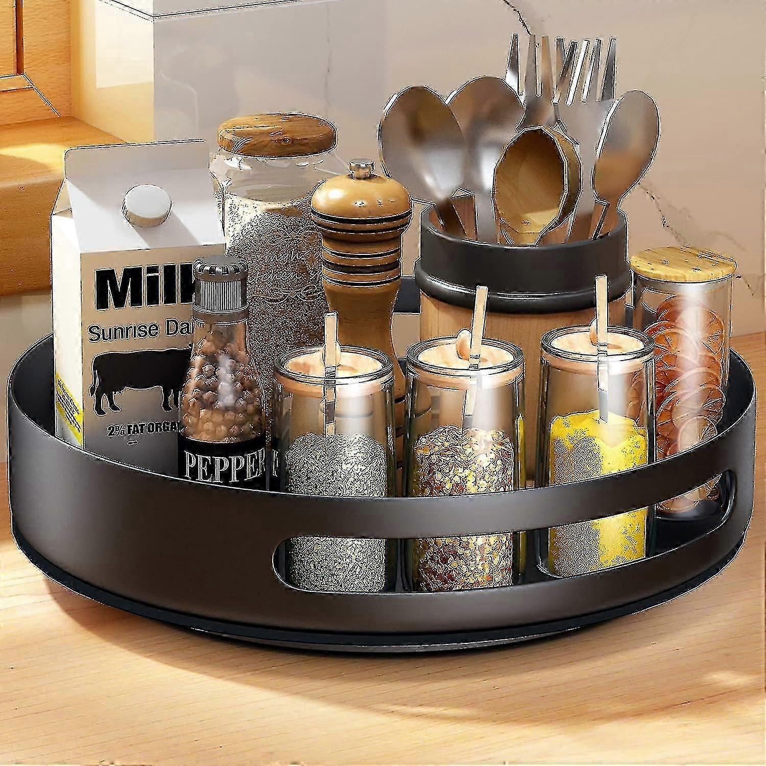 Rotating Metal Spice Rack, Used For Cabinets, Counters, Closets, Kitchen Or Pantry Tables Zekai