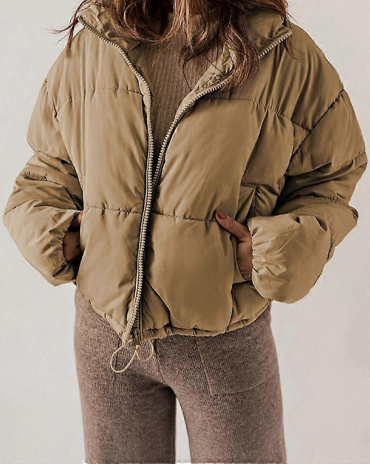 Solid Color Simple Warm Cotton Jacket Lightweight Comfortable   Quilted Coat