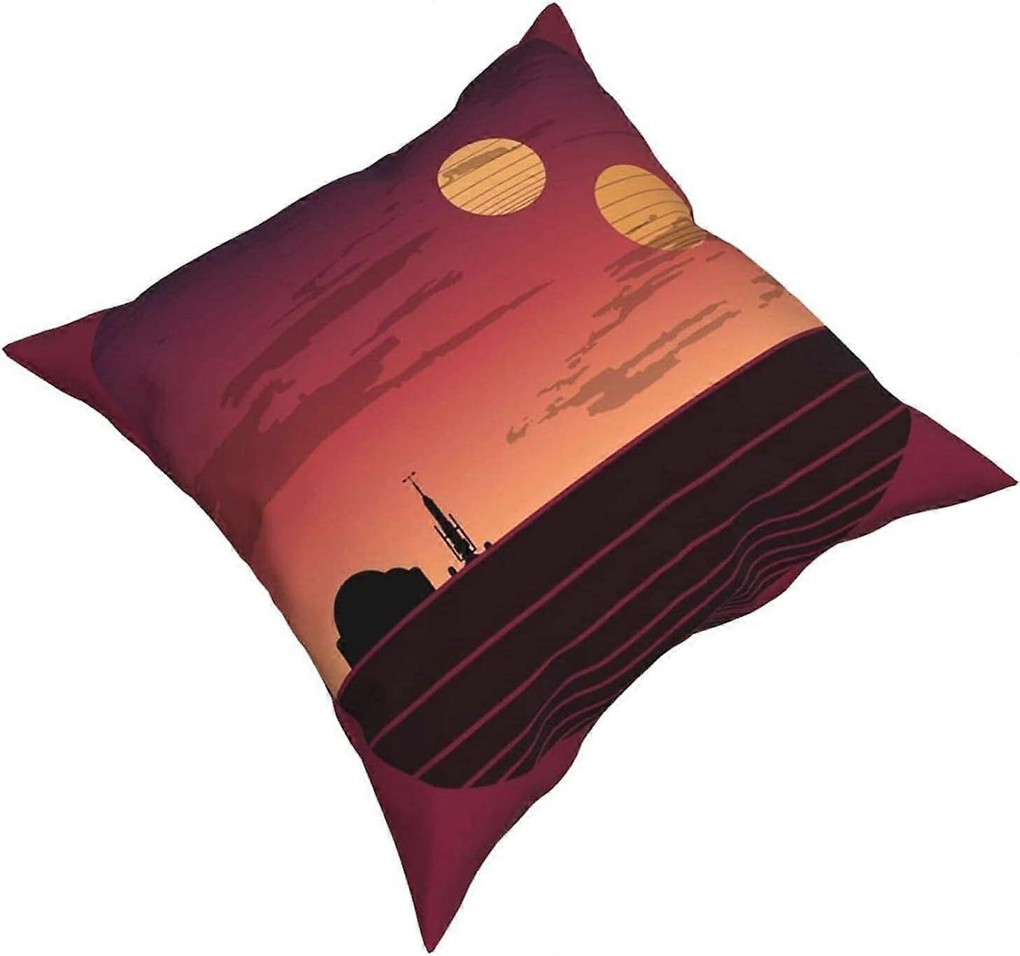 y360バイナリサンセットタペストリー枕カバーファッションスクエア枕カバークッションカバー装飾スロー枕カバー18 X 18インチ45 X 45 cm -TB1860 io360
