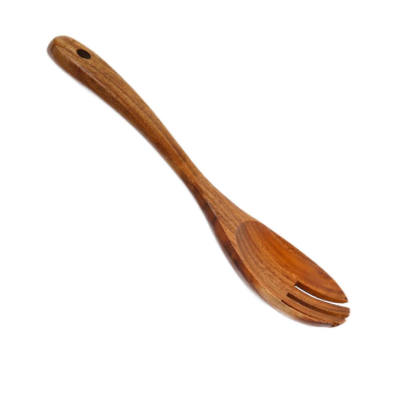 Wooden Spoon Fork Set Large Handle Dinner Service Cooking Utensils Tableware Kitchen Utensils
