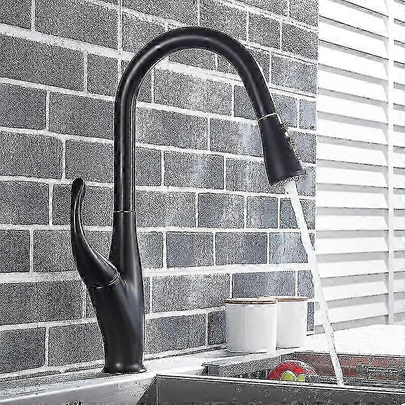 絶妙なクローム/ブラック/ブラッシュドプルアウトキッチン蛇口ホット&コールドウォーターミキサー蛇口キッチンウォーターミキサークレーン2機能注ぎ口