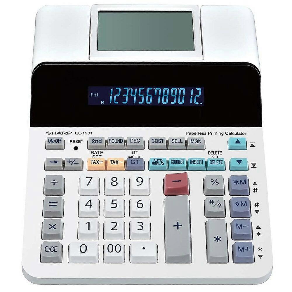 Compatible with Sharp Paperless Printing AC 12 Digit Fluorescent Calculator ELDP9001
