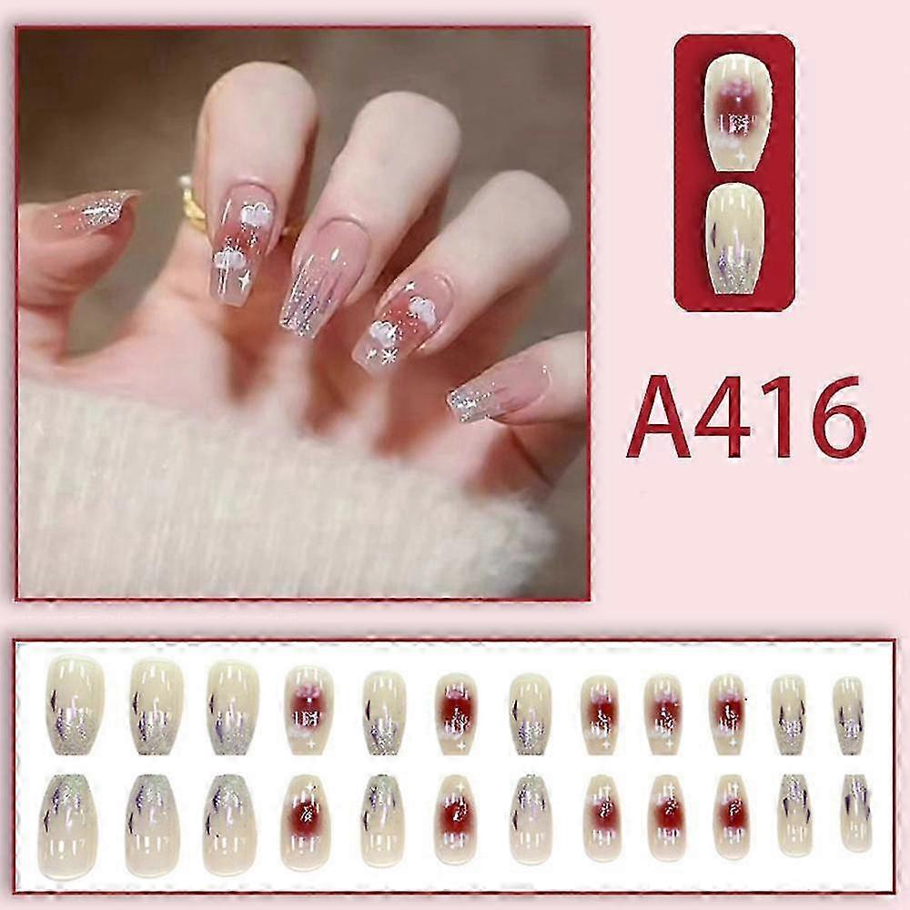 A416(C)$Fresh and transparent color, sweet and cool, simple style, finished product, fake nails, jelly glue