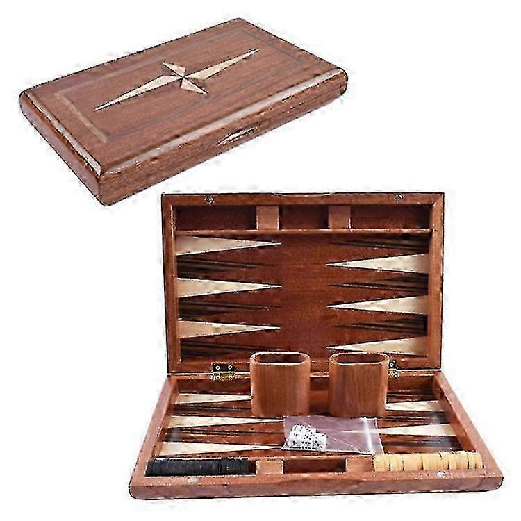 Wooden Backgammon Set with Folding Design