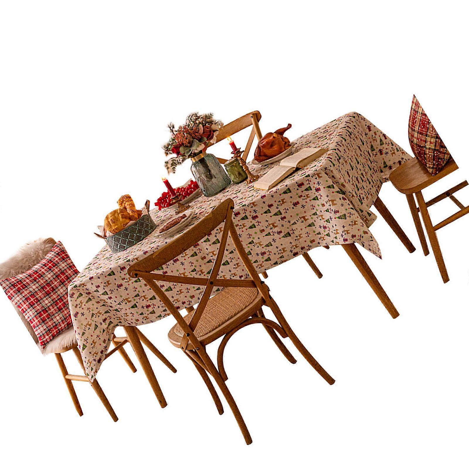 Reusable Christmas Table Cover Wrinkle Resistant Fabric Easy Wipe Clean Rectangular Tablecloth for Party and Gatherings Multicolor