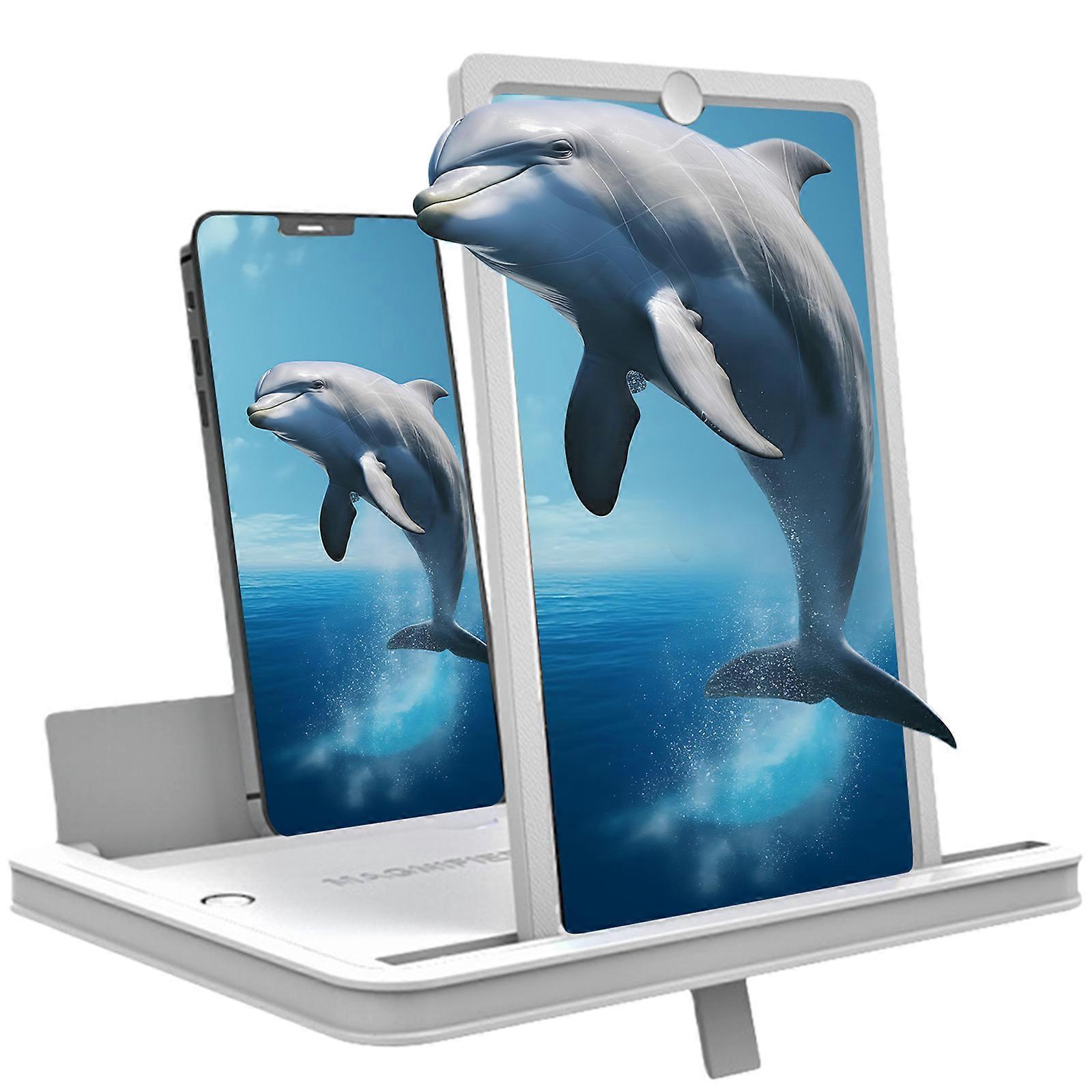 Universal Smartphone Screen Expander Rotating Stand Design Fit Most Mobile Phones Convert Small Display To Theater View  White 14 inches