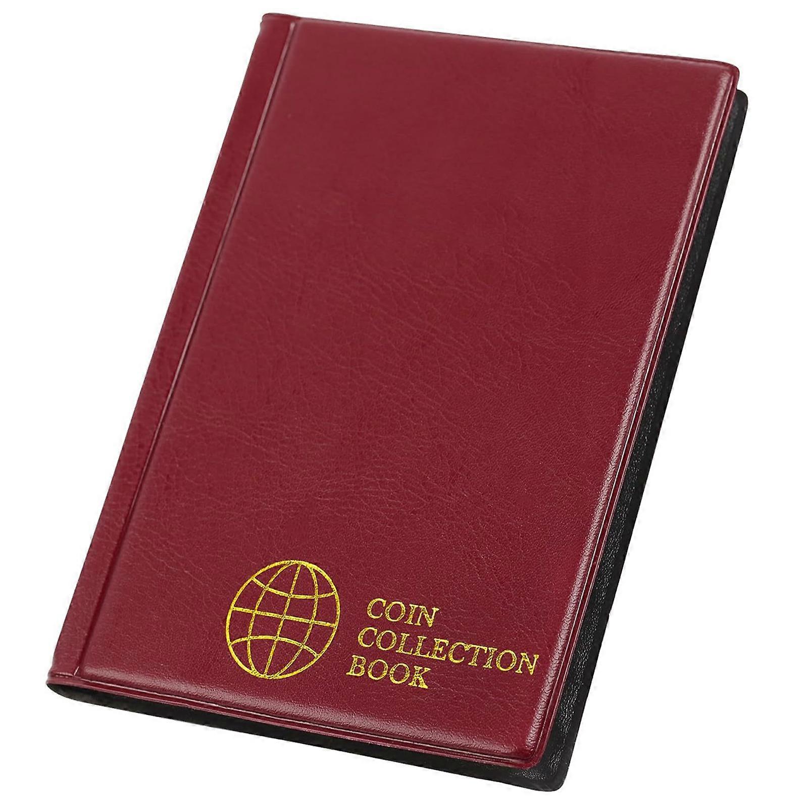 Protective Coin Collection Book Featuring 120 Individual PVC Encasing Pockets Coin Collection Holder  Claret