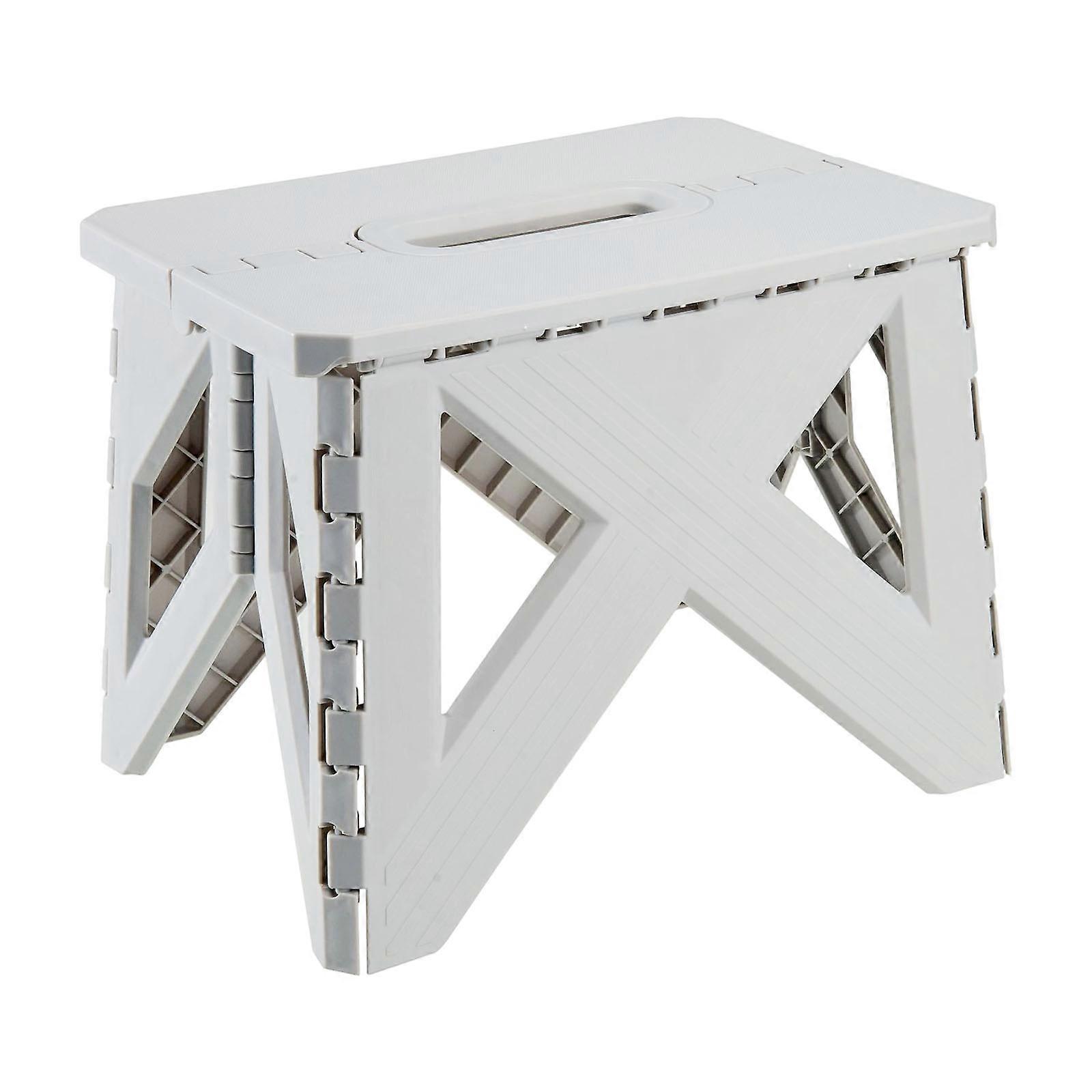 Multipurpose Ergonomic Folding Seat Stool Compact Design For Outdoor Adventures Picnics And Home Use With Nonslip Base  Grey white