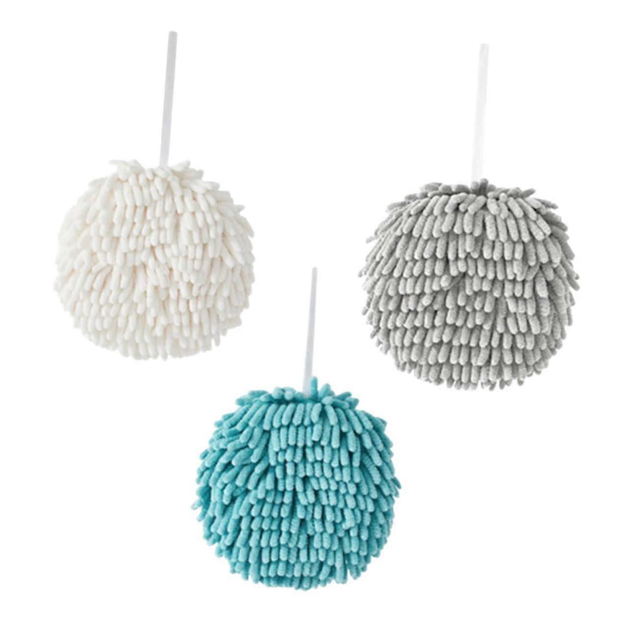 Chenille Hand Towels 3 Pack With Hanging Loop Soft Absorbent Quick Dry Kitchen And Bathroom Towels