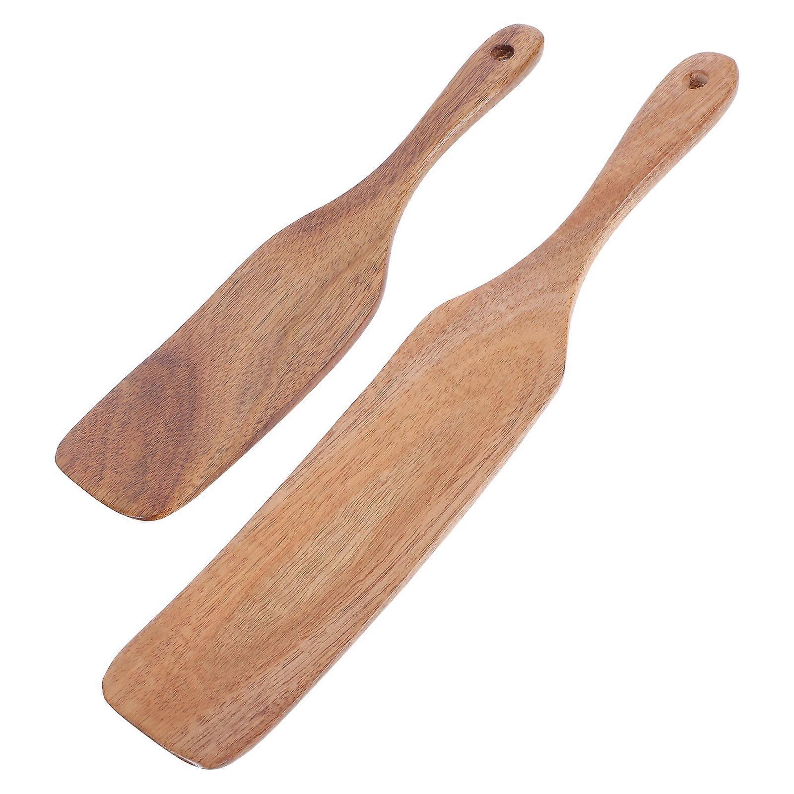 Wooden Kitchen Spatula for Stir-Frying with 2Pcs Short and Long Handle Set