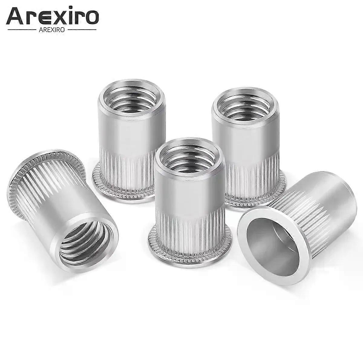 20Pcs Rivet Nuts M3/M4/M5/M6/M8/M10/M12 Threaded Inserts Stainless Steel Rivnut, Flat Head Rivet Nuts Nutsert Rivnuts Kit