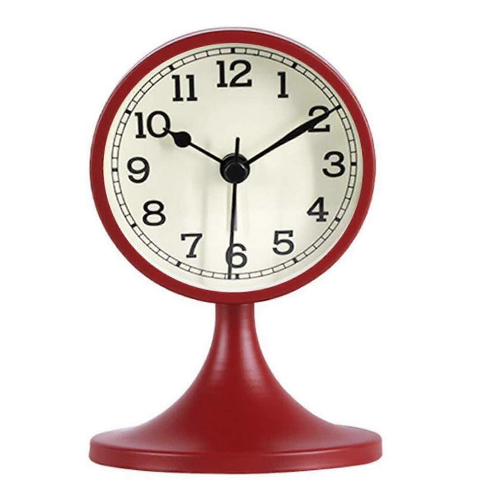 Retro Mantel Clock Silent NonTicking Battery Operated Desk and Shelf Clock for Home Office Decor Red Ref: 8476