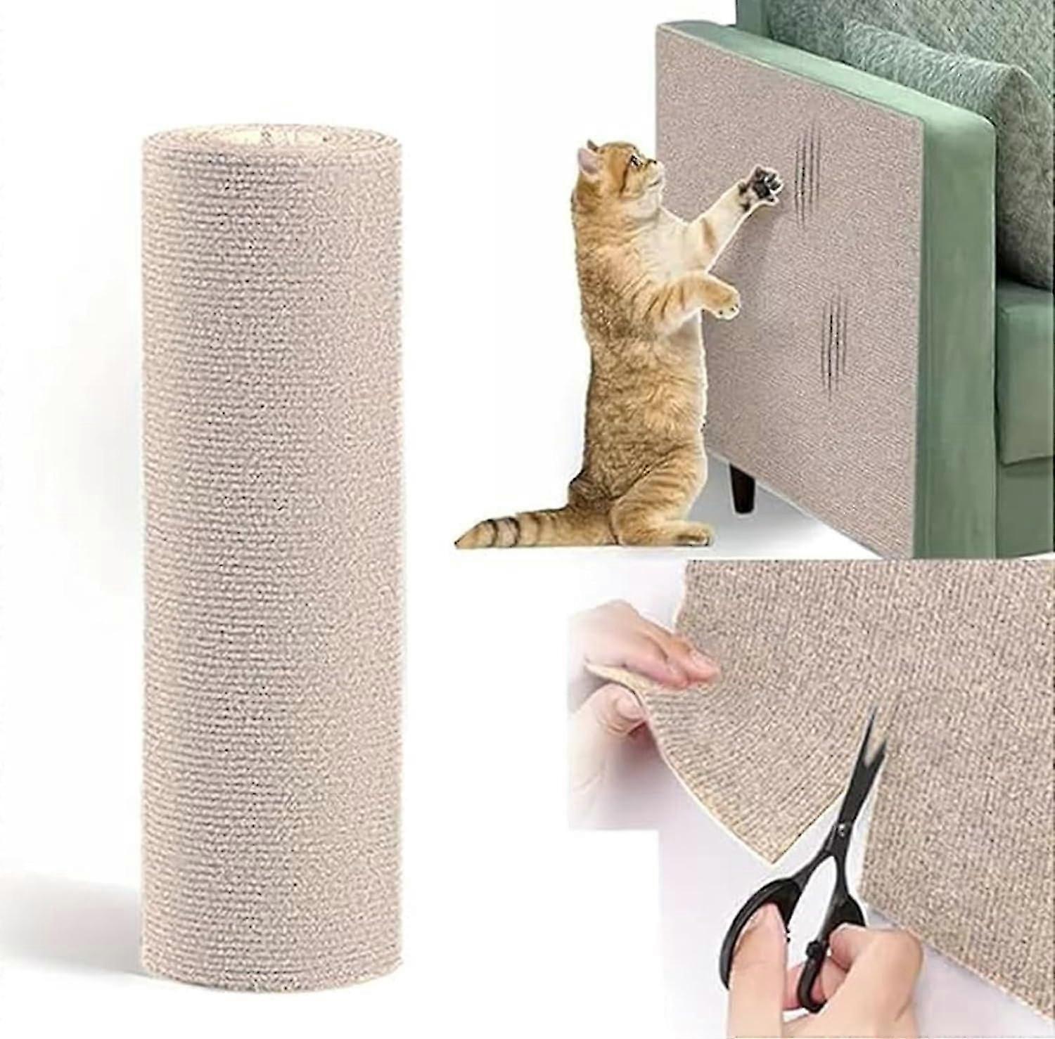Cat Scratching Mat 78.7"x15.8" Timmable Cat Scratch Furniture Protector, Self-Adhesive Cat Scratching Carpet for Cat Scratch Post, DIY Climbing Cat Sc