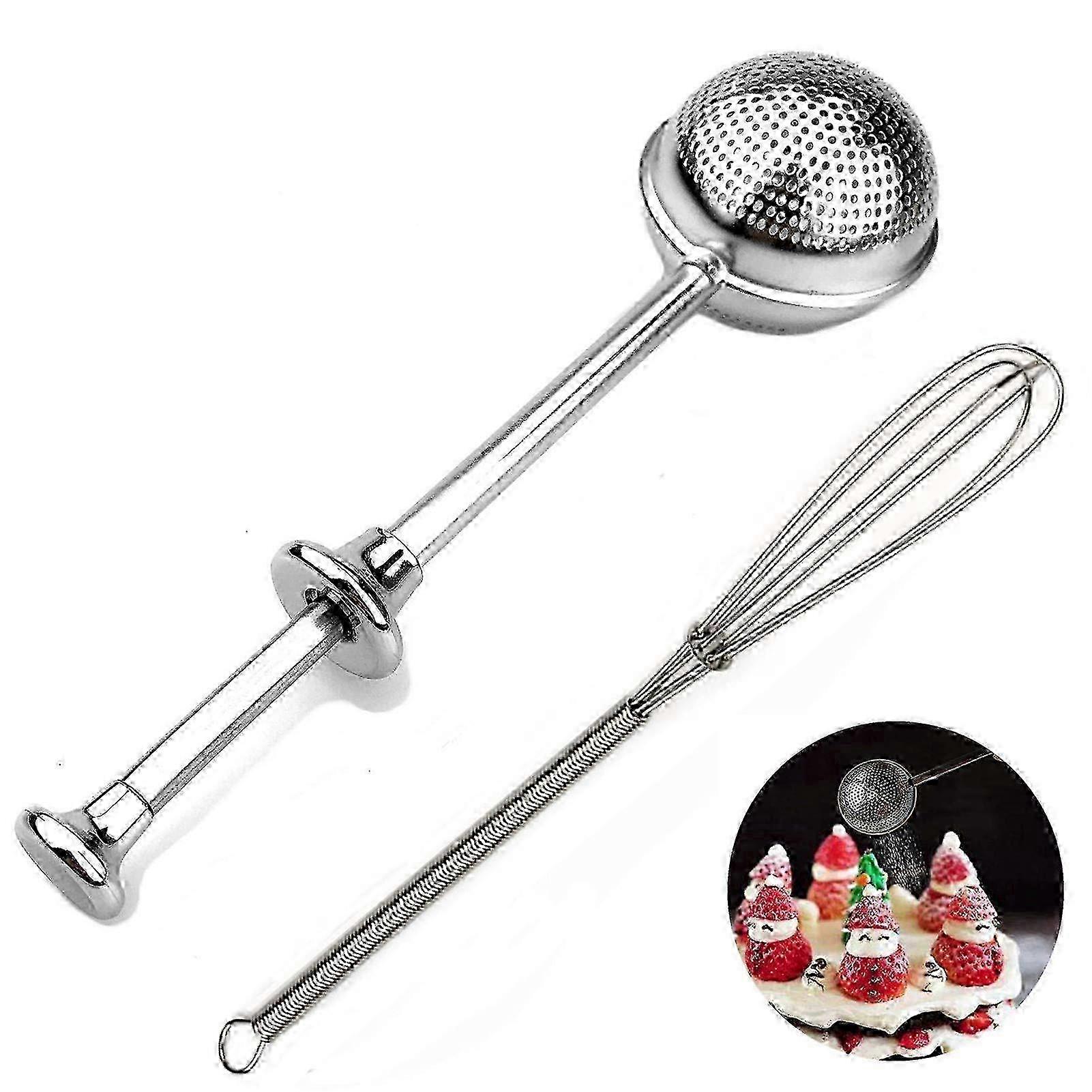 x Powdered Sugar Shaker with Lid - 3-in-1 Flour Sifter, Spice Duster & Baking Dusting Wand