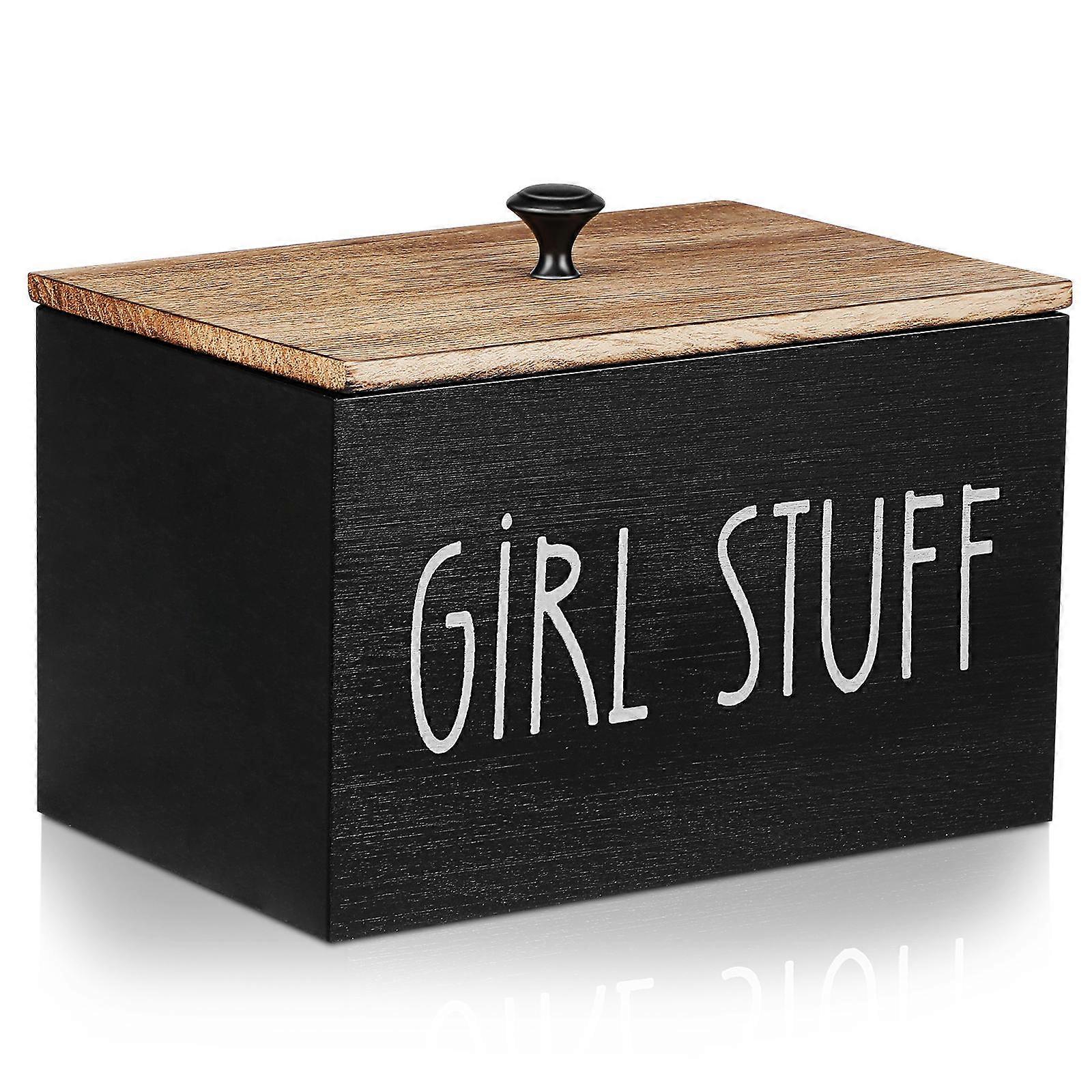 Cotton Swab Organizer Rectangular Shape Removable Dividers Black Color 1Set