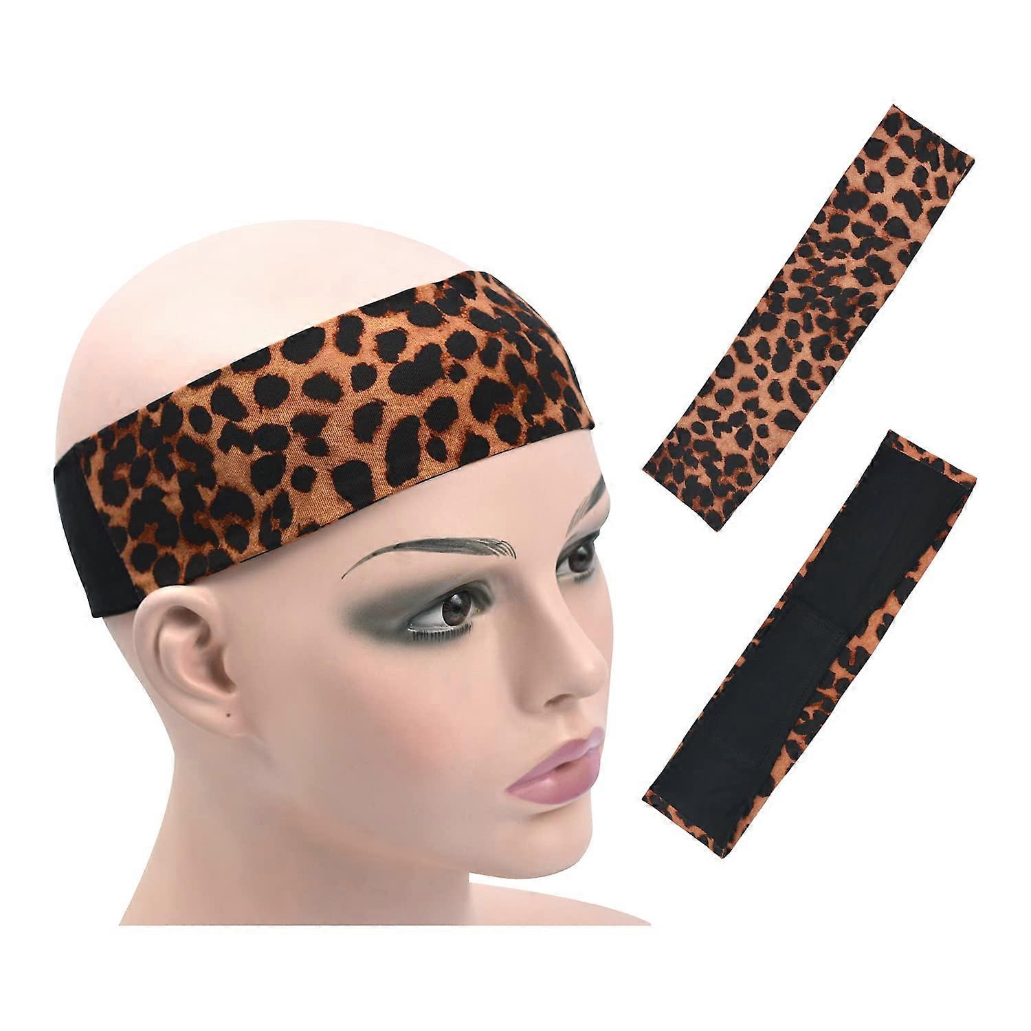 Leopard Print Headbands Ice Silk Lace Melting Bands for Wigs Adjustable Wig Bands for Headband Wig (A-2)  Leopard Print 1843-2