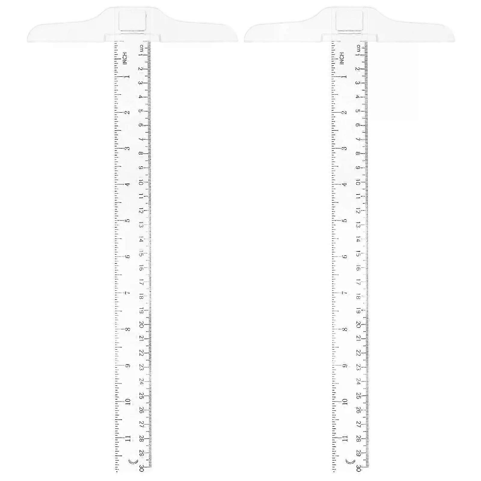 2pcs 30cm T-Square Double Side Scale Plastic Measuring Tool T Shape Ruler for Drafting and General Layout Work (inch cm)