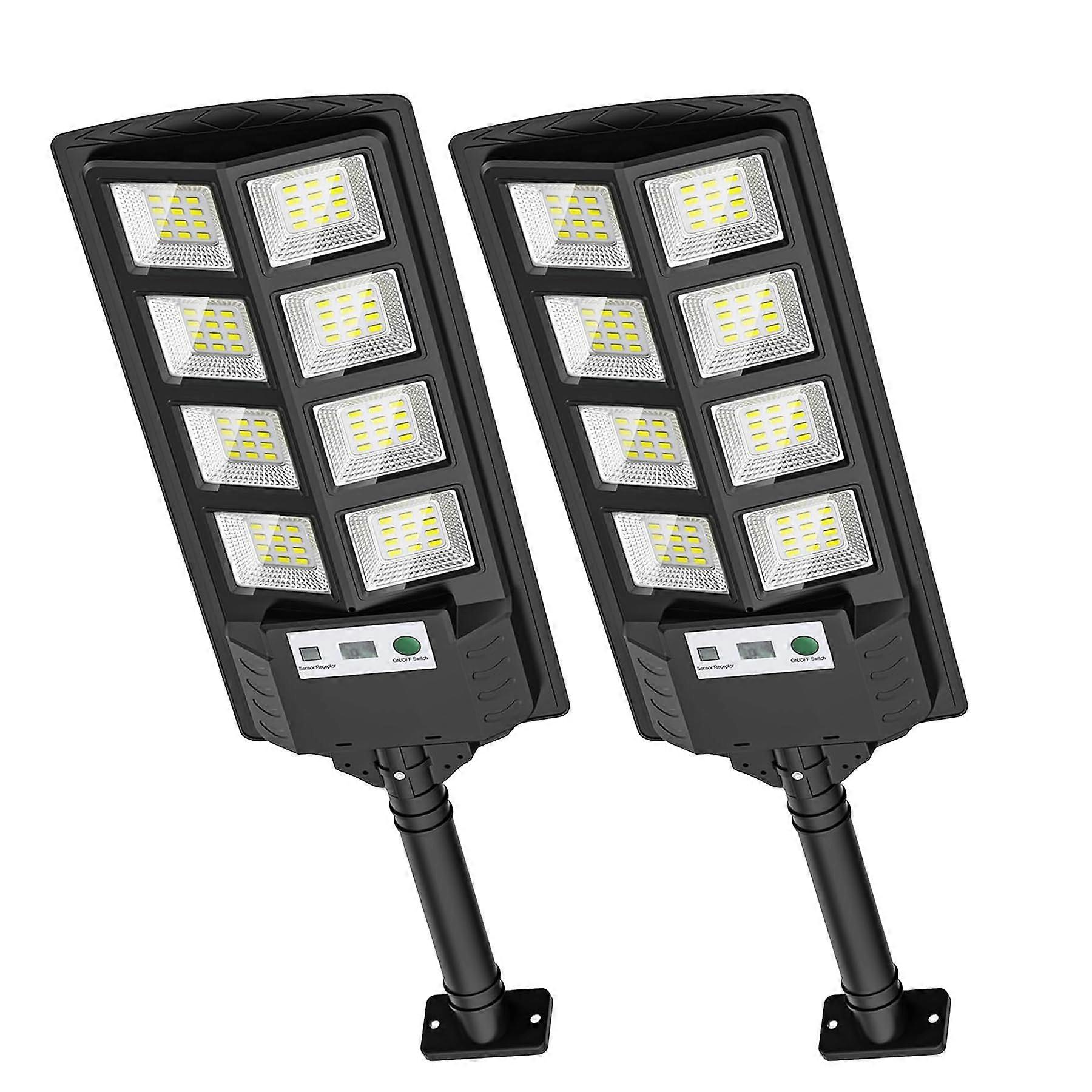 Solar Street Lights Outdoor Waterproof 12000LM LED Solar Flood Lights with Motion Sensor and Remote Control for Yard and Parking Lot (2 Pack)