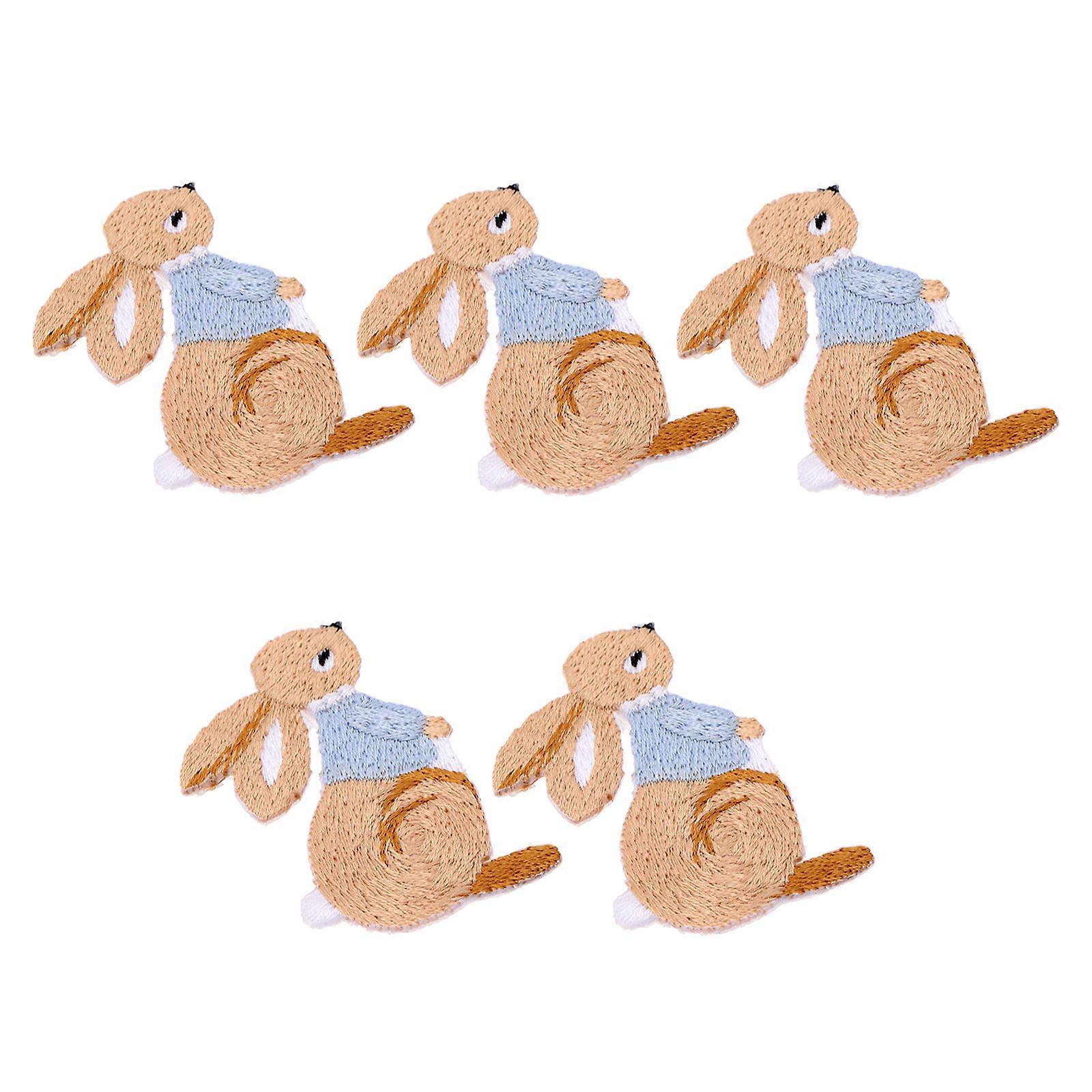 5Pcs Lovely Bunny Clothes Patch Iron-on Sewing Patch DIY Costume Accessory