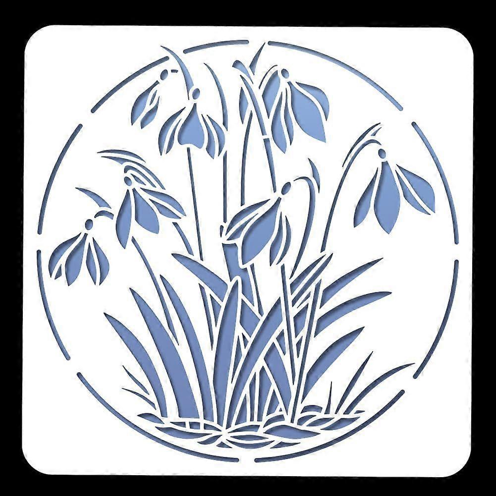 Snowdrop Flower Painting Stencil Floral Journal Stencils Hollow Out Art and Craft Stencils PET Reusable Templates for Painting Journaling Diary Scrapb