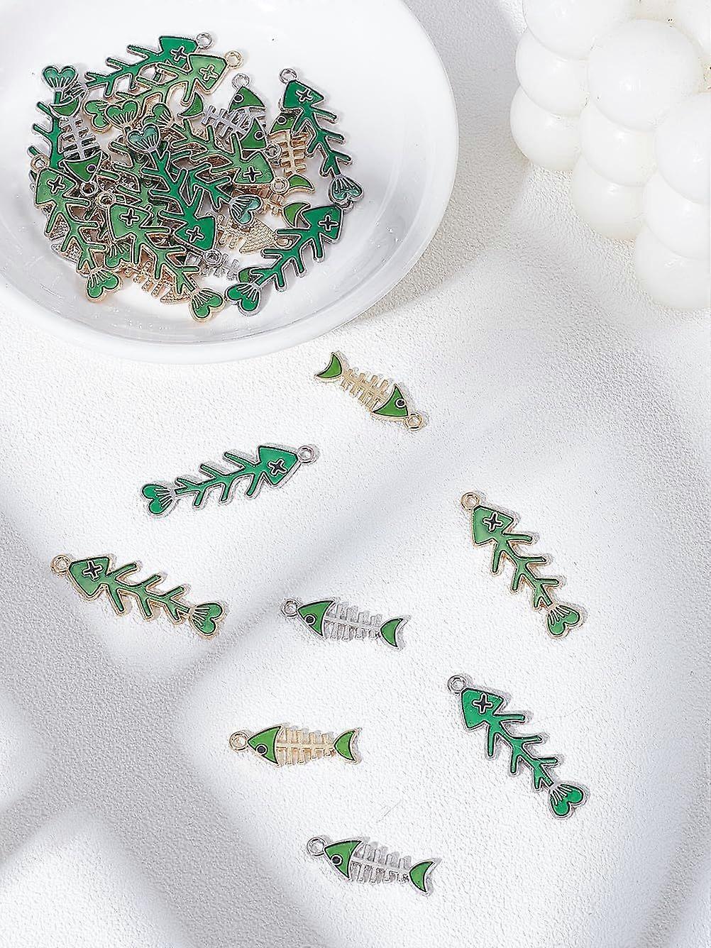 Fish Bone Enamel Charms Enamel Dangle Charms for Jewelry Making Handmade Craft